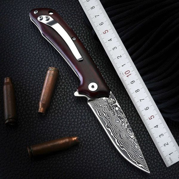 Changxiong Damasco High Dardness al aire libre Mini Knogony Pleging Knife