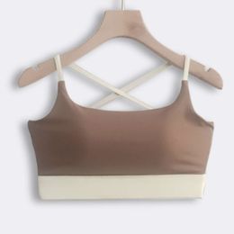 Changyue yoga kleur contrasterende sport beha schokbestendige yoga tank bovenste bh fixe borstkussens dragen een strakke fitness top buiten