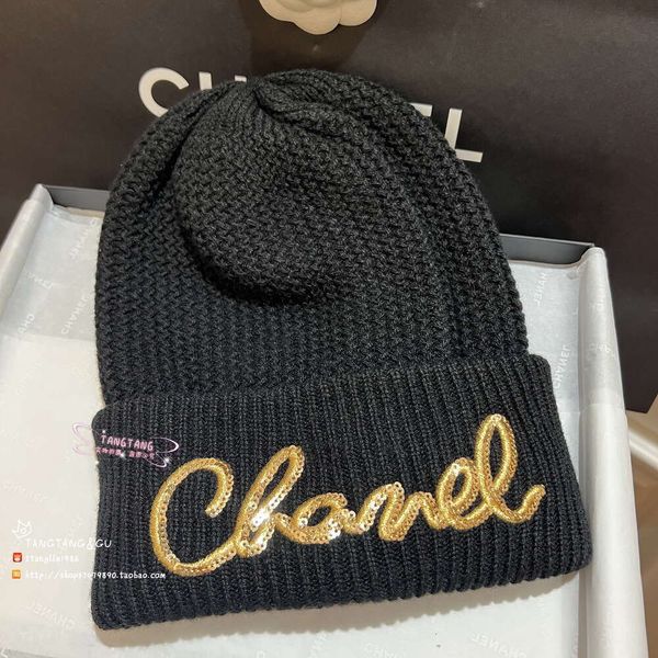 Chanles Lady Luxury Hat à chapeau tricoté Handicraft Shop Gold LETTERIER LETTRE DU CHAPLE DU CHAPLE BLACK HATWINTER FASHID
