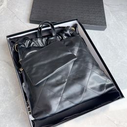 Channel 22 Sac à dos en cuir hobo poubelle sac noir avec matériel doré messager femmes sacs à bandoulière diamant treillis poignée sac seau style
