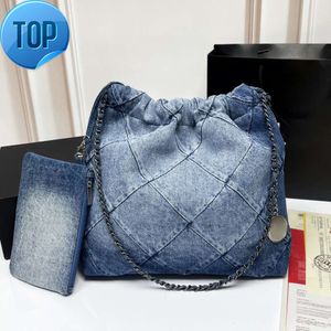 Channel 22 Denim Grand Boodschappentas Tote Travel Designer Vrouw Sling Body Duurste handtas met sierketting Gabr