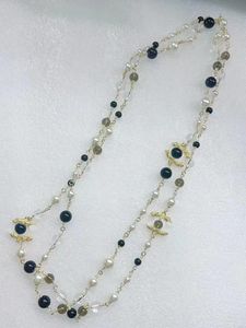 Canal 3 C longs colliers de perles pour les femmes fête amoureux de mariage cadeau de la mère mariée collier de créateur bijoux avec sac en flanelle