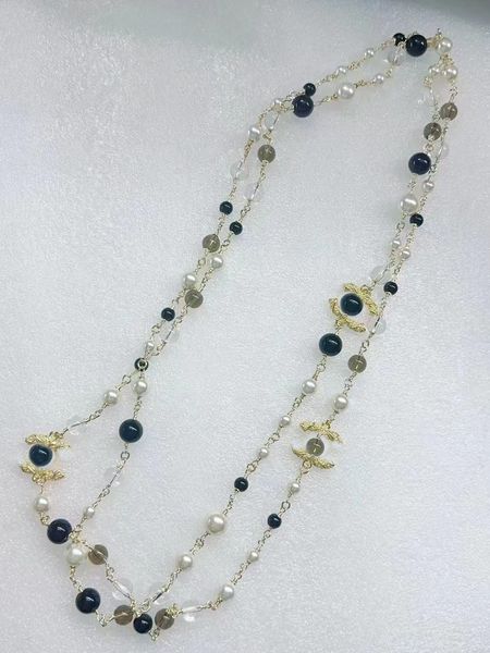 Canal 3 C longs colliers de perles pour les femmes fête amoureux de mariage cadeau de la mère mariée collier de créateur bijoux avec sac en flanelle