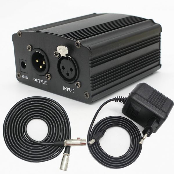 Canal d'alimentation fantôme 48V avec câble Audio XLR 2.5M pour équipement d'enregistrement vocal de studio de Microphone à condensateur