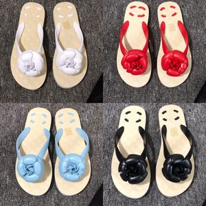 Channel CF Camellia Flower Dames Slippers Slippers C letter channel string Sandalen Beige Zwart Roze Bloem Rubber dames meisjes platte muiltjes Zomer Zwembad Strand loafers