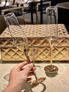 CHANNEL COCO Champagneglas Whiskey Wijnglas Crystal Wedding Goblet Luxe Toasting Drink Cup Party Huwelijk Decoratie geschenkdoos Sieradendoos make-up box sleutel 2st