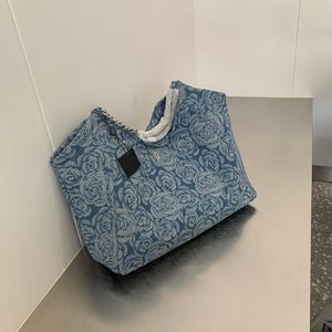 bolso de mano Denim Blue Flower Bolso de hombro Diseñador de lujo Bolso de mujer Crossbody Shopping Tote Vintage Bordado Imprimir Cadena de plata bolso de playa diseñador tote bag