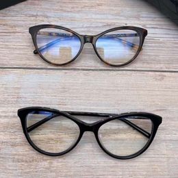 Lunettes de soleil de concepteur de canal Top Qualité Mode Luxe Original Ultra Light Board Petites lunettes Cat Eyes Cadre noir Visage uni Divine Outil Lunettes Femme Myopie