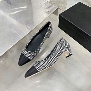 Canal de luxe Marque chaussures nom robe femmes mi talon designer mode cuir bateau chaussures sexy grosses chaussures de fête match couleur femmes en cuir en peau de mouton chaussures simples