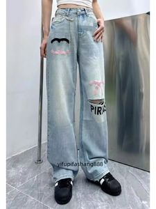 CHANNEL luxe top Dameskleding Jeans jeans met onderste gat vrouwelijke dames joggingbroek Wijde pijpen broek bell bottom broek denim broek taille Blauwe broek broek ontwerp