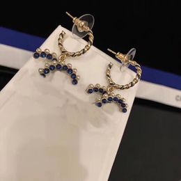 Pendientes colgantes de perlas de canal para mujer, regalo para amantes de la boda, joyería de diseñador de moda con bolsa de Fannel