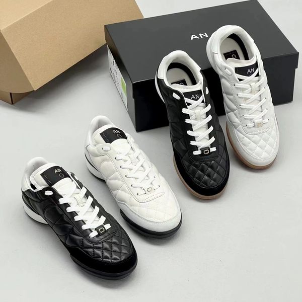 Channel Run Shoe Tennis Shoe Cuero genuino al aire libre FODELA Vintage Black White Sneaker Flat Low Men Basketbol Baloncesto Fashion Fashion Shoe Sports With Box