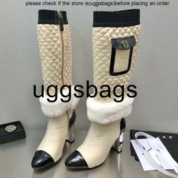 Kanaalschoenen Chanelity Luxe vrouwen elektrische geborduurde designer laarzen sexy kleur matching lederen hoofdband dame winter match verschillende hoge hakschoen high qualit