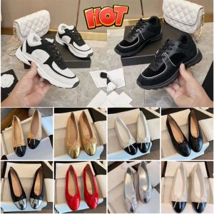 Chaussures de canal Designer Chaussures habillées Tweed Cuir Bow Ballerines Chaussure de danse Mode Femmes Baskets matelassées Made Cap Toe Chaussure de bateau LadyFisherman