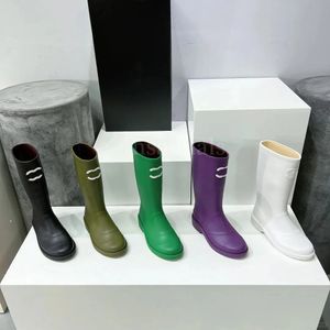 Kanaal vrouwen luxe regenlaarzen ontwerper enkel laars winter dikke zool martin knie laarzen rubber platform schoenen reizen waterdichte hoge long laarzen schoenen maat35-40