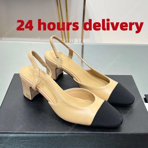 Channel Women Slingbacks Sandalia Zapatillas de ballet Zapatos Alpargatas Bailarinas Sandalias Fiesta de damas Zapatos de vestir de boda Tacones altos gruesos Zapatillas Bombas Mocasines