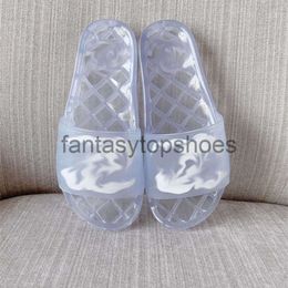 Channeles 2023 Slides Women CF Slippers Jelly Fashion Summer Sandalen Clear PVC Rubber Crystal Sandal Shoes Retro Platform Flip Flops Men Flat Slide Luxury Design