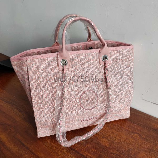 Channell Bag 23SS Été Classique Top Marque Fourre-Tout Sacs De Plage Rose Cavan Deauville Chaîne Poignée Supérieure Grande Capacité Pochette Femmes Deux Tons Bagages De Luxe Shopping Ha