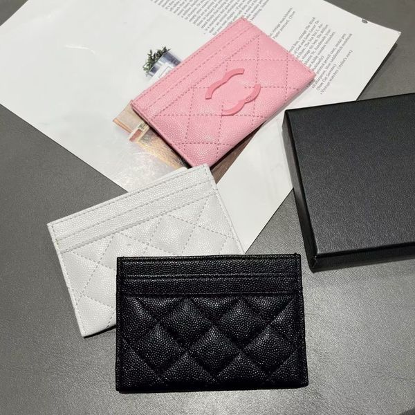 Channell Ranuras para tarjetas de crédito Cartera de diseñador Monederos Monederos Titular de la tarjeta Monedero Bolsa para llaves Mujeres Hombres Caja Triángulo Cremallera de cuero Dama de lujo Carteras para tarjetas de visita Saffiano