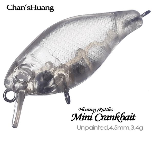ChansHuang 20 pièces ébauches non peintes appâts transparents 45mm 34g hochets flottants Mini manivelle bricolage à la main leurre de pêche 231229