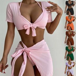 Chanshuang New Bikini Four pièces Swimsuit Womens Couleur de maillot de bain Multi-Piece Set Bikini
