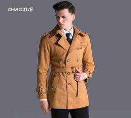 Chaojue Brand Suede Coat Mens 2018 Autumnwinter England Loose Army Trench Green Trench UK Male Tendcoat de tissu causal masculin pour 8269900