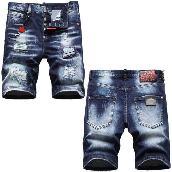 Chaopai Dsq2 Quart Short Coloré Fil Brodé Trou Cassé Patch Corde Suspendue Décoration Denim Pantalon pour Menhwiy