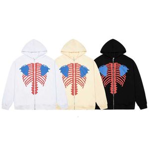 Chaopai Kapital Hirata Hehong Skeleton afgedrukt off Shoulder Vibe Style Heren en Dames Hoodie Et