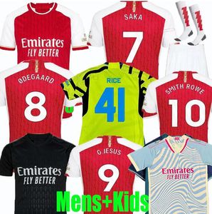 23/24 Gunners G.JESUS ARSENALL Maillots de football 2023 ARsen THOMAS TROSSARD RICE TIERNEY SMITH ROWE Chemise Saliba Odegaard SAKA HAVERTZ Kit de football pour enfants Uniformes