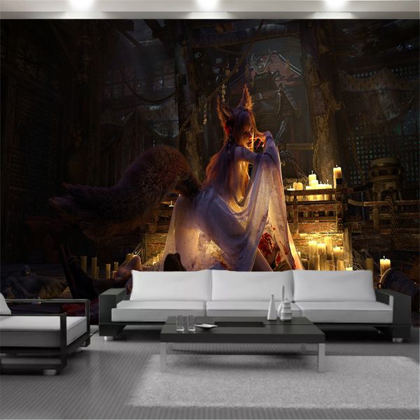 Carácter 3D cubierta de pared Papel tapiz sexy sangriento zorro diosa Moderno mejoras de hogar sala de estar dormitorio cocina pintura mural fondos de pantalla