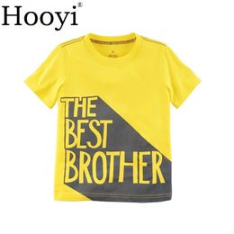 Personaje Bebé Niño Ropa de verano Camisetas para niños Camiseta para recién nacidos Camiseta de manga corta El mejor hermano Top amarillo 100% Algodón 0-2Y 210413
