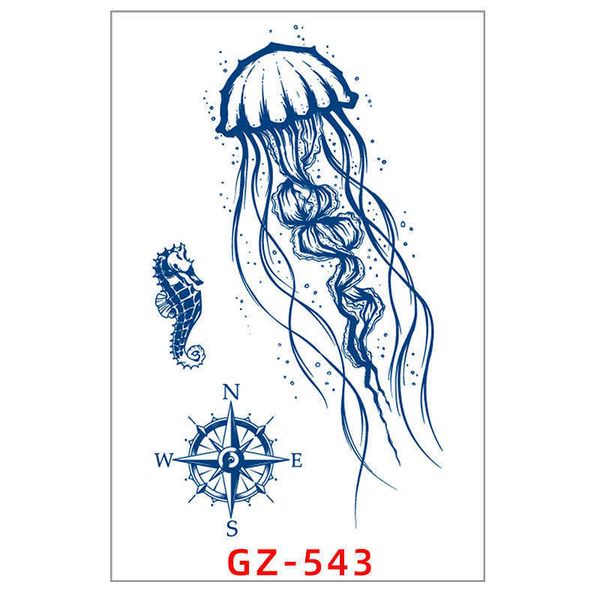 Personaje nuevo jugo de hierbas tatuaje pegatina realista impermeable y sudoración medusas de larga duración