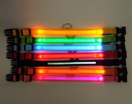 Nylon cargable LED Pet Dog Collarnight Safety Flashing Glow Leashdogs Luminous Fluorescent Collars Pet Supplies5785410