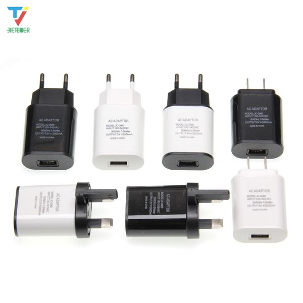 Cargador 5V 2A UE/EE. UU./Reino Unido Adaptador de enchufe Cargador de teléfono móvil de pared Carga portátil para tableta de carga Samsung Xiaomi