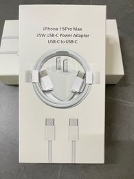 Juego 2 en 1 Kit de cargador USB PD tipo C de 35 W Cable USB-C Carga rápida Adaptador de enchufe UE EE. UU. Cargadores rápidos para iPhone 15 14 13 12 11 Pro Max y cargador de iPhone Samsung Android