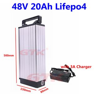 Cargador recargable 48V 20Ah Lifepo4 batería de litio con BMS para 1500W e scooter motocicleta go-kart sistema solar + cargador 3A