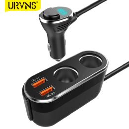 Charger URVNS 132W Charger de voiture USB 2 Prise de cigarette à douille avec affichage de tension LED et commutateurs ON / OFF Double adaptateur QC3.0