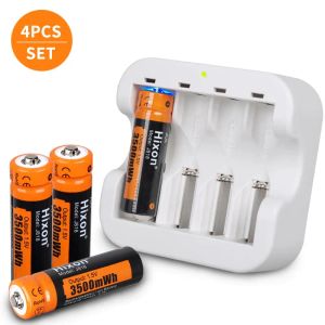 Cargadores 1.5V AA Litio Batería recargable de 3500 MBH con 4 cargadores de ranura, salida constante 1.5V 1200 ciclos, almacenamiento de energía,