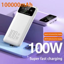 Chargers 100000MAH Power Bank 100W Super snel opladen Draagbare externe batterijlader voor iPhone 14 13 Samsung Huawei Xiaomi Poverbank