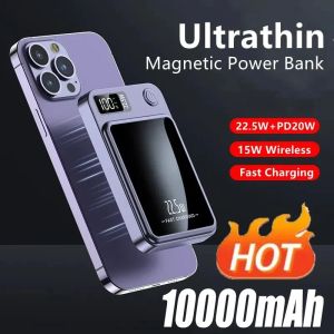 Chargers 10000mAh Chargeur rapide sans fil pour Magsafe Magnetic Power Bank Portable External Auxiliary Battery pour iPhone Xiaomi Samsung