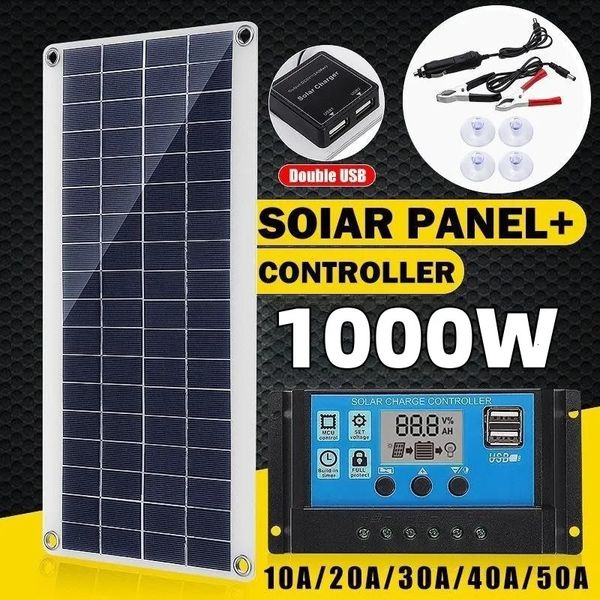 Cargadores 1000W Panel solar 12V Célula 10A 100A Kit de placa de controlador para teléfono RV Coche Caravana Hogar Camping Batería al aire libre 231117