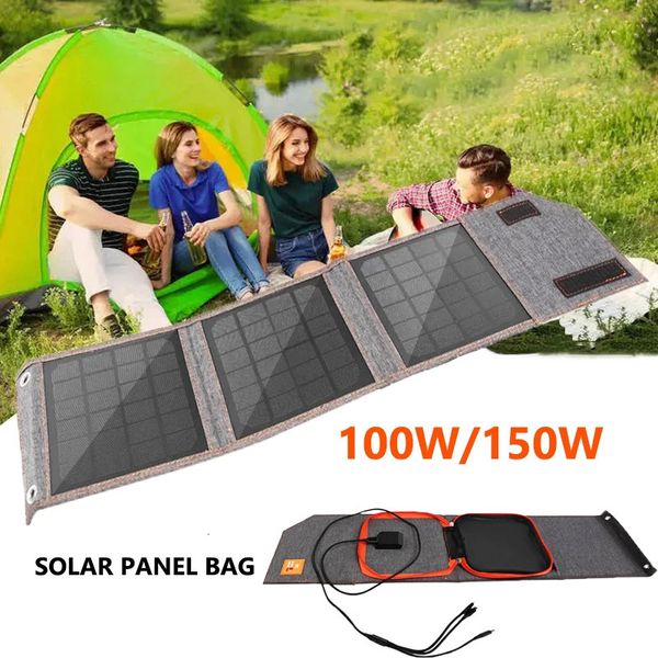 Chargeurs 100W 150W panneau solaire pliant USB 5V chargeur Portable cellule extérieure batterie externe pour Camping randonnée avec câble 231030