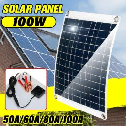 Laders 100W Semiflexible Solar Panel Kit met 50A/60A/80A/100A Solar Controller Solar Cellen voor CAR YACHT RV 12V/5V Batterijlader