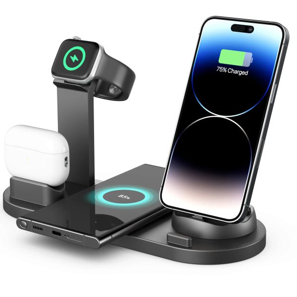 Chargers 15W 4 en 1 Película móvil Reloj Wireless Charger Dock Station 10W 15W Fast Magnetic 4 en 1 cargador inalámbrico