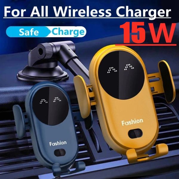 Chargers 15W Car Wireless Charger Carger Car Phoneder pour iPhone 13 14pro Max 15 11pro x XR XSMAX 8 7 Plus Porte-téléphone infrarouge intelligent