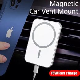 Chargers 15W Chargeur de macsafe de voiture rapide pour iPhone 14 13 12 Samsung Magsafe Magnetic Car Phone Téléphone Chargeur Induction Chargers