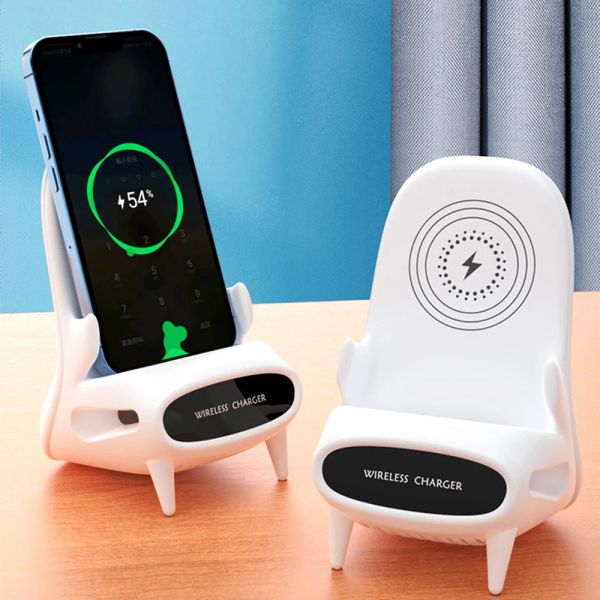 Chargers 15W Charge Fast Portable Mini Chaise Sound Desk Creative Mobile Phone Phone Haborder Wireless Charger Office Bureau Stand