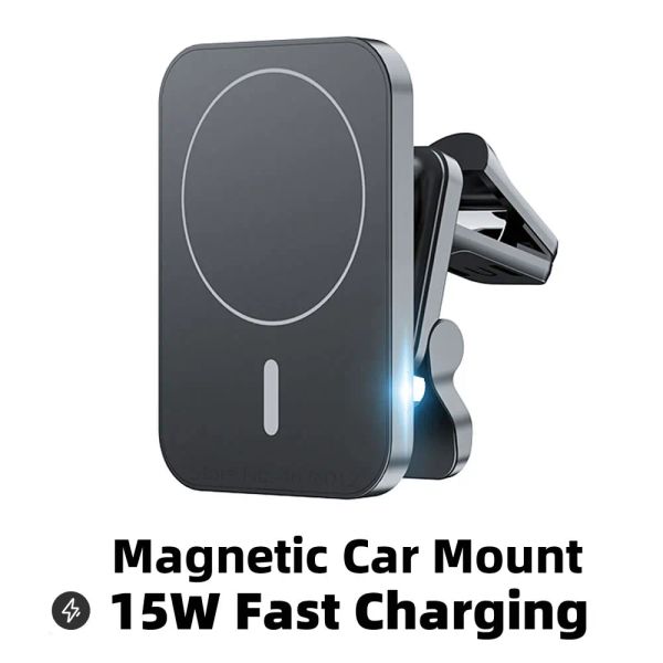 Chargers 15W Fast Qi Magnetic Wireless Charger Car Téléphone Air Vent Téléphone compatible avec Magsafe Base pour iPhone 12 13 Pro Mini Max