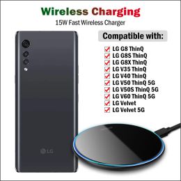 Chargers 15W Chargeur sans fil Qi rapide pour LG V35 V40 V50 V50S V60 Thinq LG Velvet 5G Téléphone Sans fil PADGE ACRYLIQUE
