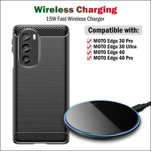 Chargers 15W Chargeur sans fil Qi rapide pour Motorola Edge 40 30 Pro Moto Edge 30 Ultra Wireless Charging Pad avec USB Cable Gift Base